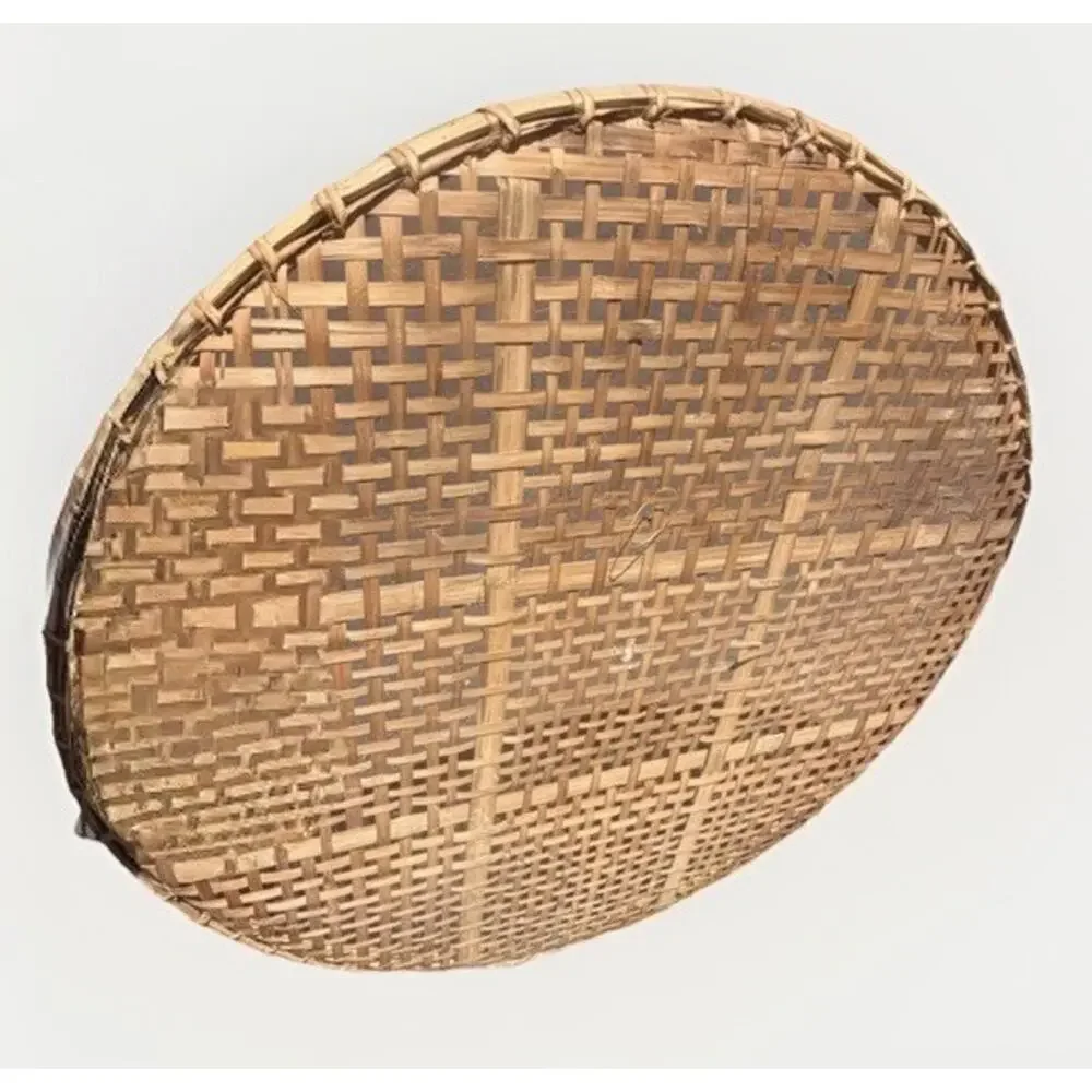 Large MCM Mid-Century Shallow Winnowing Basket 33” Vintage 3552-C